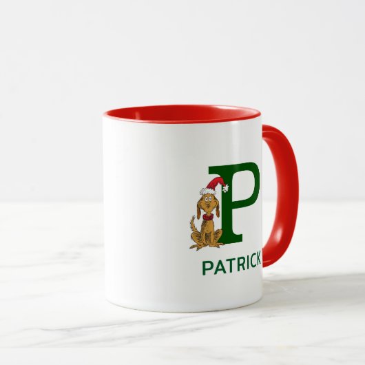 Mug Grinch classique max | Nom et monogramme P (Devant droit)