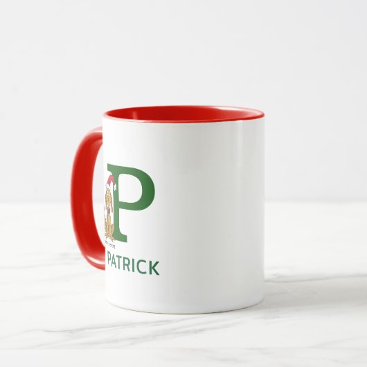 Mug Grinch classique max | Nom et monogramme P (Devant gauche)