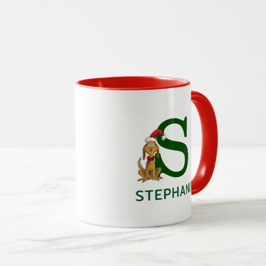 Mug Grinch classique max | Nom et monogramme S (Devant droit)
