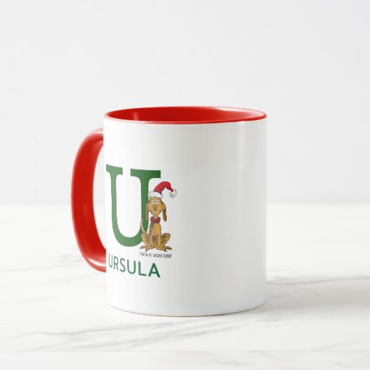 Mug Grinch classique max | Nom et monogramme U (Devant gauche)