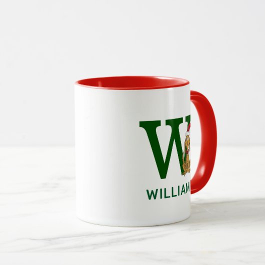 Mug Grinch classique max | Nom et monogramme W (Devant droit)