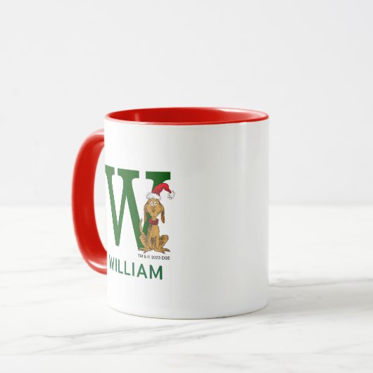 Mug Grinch classique max | Nom et monogramme W (Devant gauche)