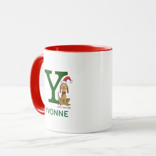Mug Grinch classique max | Nom et monogramme Y (Devant gauche)