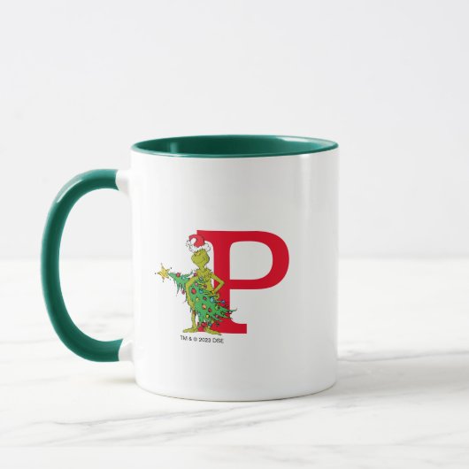 Mug Grinch classique | Monogramme coquin P (Gauche)