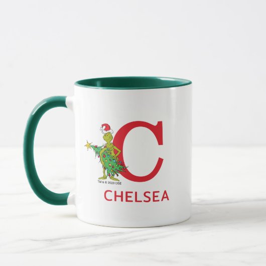 Mug Grinch classique | Naughty Name & Monogram C (Gauche)