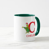 Mug Grinch classique | Naughty Name & Monogram C (Devant droit)