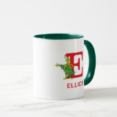 Mug Grinch classique | Naughty Name & Monogram E (Devant droit)