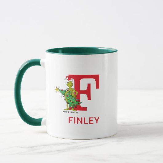 Mug Grinch classique | Naughty Name & Monogram F (Gauche)