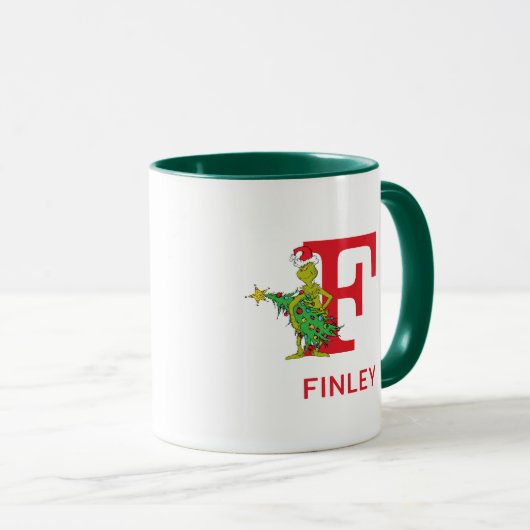 Mug Grinch classique | Naughty Name & Monogram F (Devant droit)