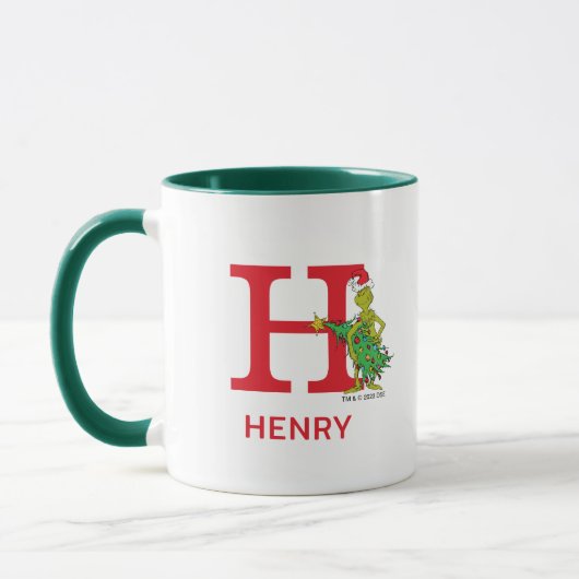 Mug Grinch classique | Naughty Name & Monogram H (Gauche)