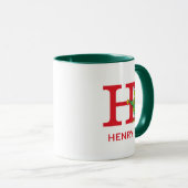 Mug Grinch classique | Naughty Name & Monogram H (Devant droit)