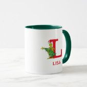 Mug Grinch classique | Naughty Name & Monogram L (Devant droit)