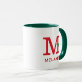 Mug Grinch classique | Naughty Name & Monogram M (Devant droit)