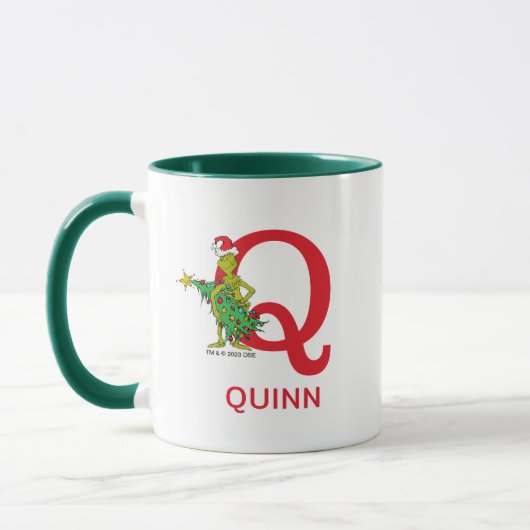 Mug Grinch classique | Naughty Name & Monogram Q (Gauche)