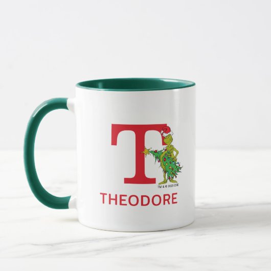Mug Grinch classique | Naughty Name & Monogram T (Gauche)