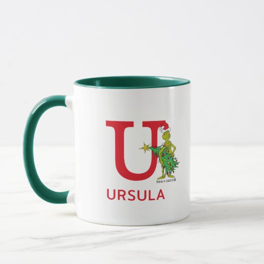 Mug Grinch classique | Naughty Name & Monogram U (Gauche)