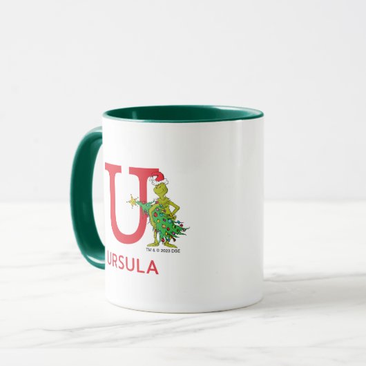 Mug Grinch classique | Naughty Name & Monogram U (Devant gauche)