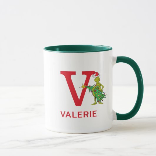 Mug Grinch classique | Naughty Name & Monogram V (Droite)