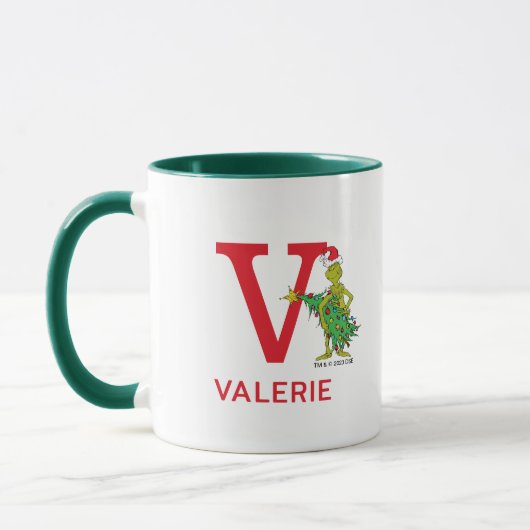 Mug Grinch classique | Naughty Name & Monogram V (Gauche)