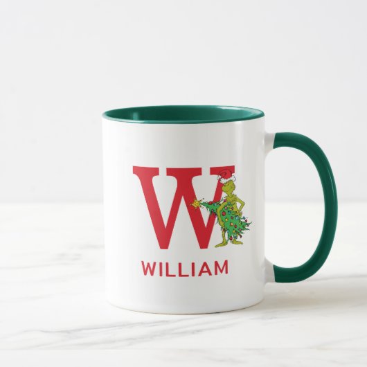 Mug Grinch classique | Naughty Name & Monogram W (Droite)