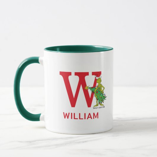 Mug Grinch classique | Naughty Name & Monogram W (Gauche)