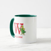 Mug Grinch classique | Naughty Name & Monogram W (Devant gauche)