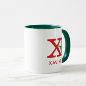 Mug Grinch classique | Naughty Name & Monogram X (Devant droit)