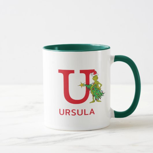 Mug Grinch Classique | Nom et Monogramme Vilain U (Droite)