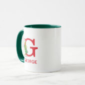 Mug Grinch Classique | Nom et monogramme vilains (Devant gauche)