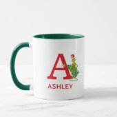 Mug Grinch Classique | Nom et monogramme vilains A (Gauche)