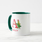 Mug Grinch Classique | Nom et monogramme vilains A (Devant gauche)