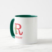 Mug Grinch Classique | Nom et monogramme vilains R (Devant gauche)