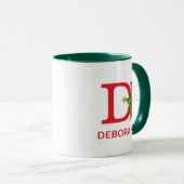Mug Grinch Classique | Nom Vilain & Monogramme D (Devant droit)
