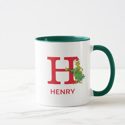 Mug Grinch Classique | Nom Vilain & Monogramme H (Droite)