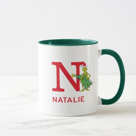 Mug Grinch Classique | Nom Vilain & Monogramme N (Droite)