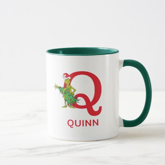 Mug Grinch Classique | Nom Vilain & Monogramme Q (Droite)