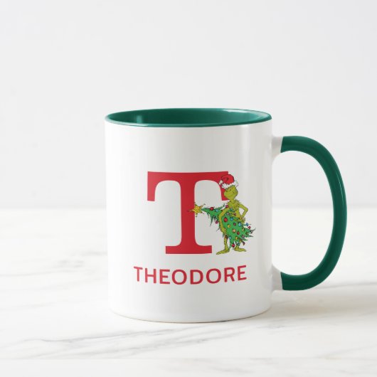 Mug Grinch Classique | Nom vilain & Monogramme T (Droite)