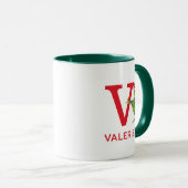 Mug Grinch Classique | Nom vilain & monogramme V (Devant droit)