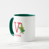 Mug Grinch Classique | Nom vilain & monogramme V (Devant gauche)