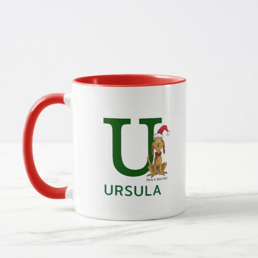 Mug Grinch Max classique | Nom et monogramme U (Gauche)