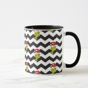 Mug Grinch Motif chevron de vacances noir et blanc
