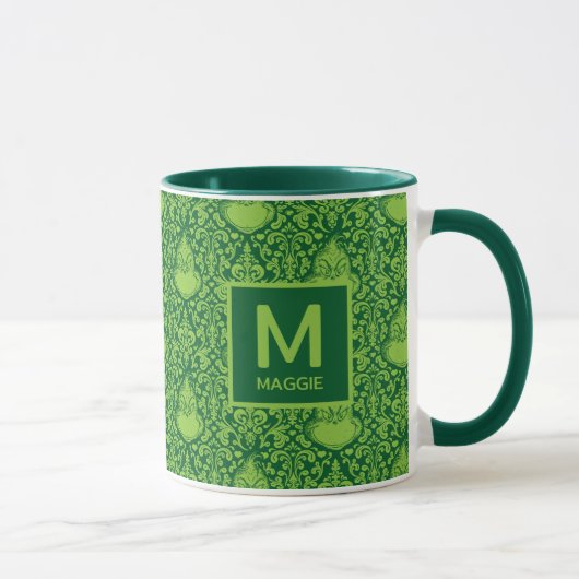 Mug Grinch vert orné | Ajoutez votre nom et initiale (Droite)