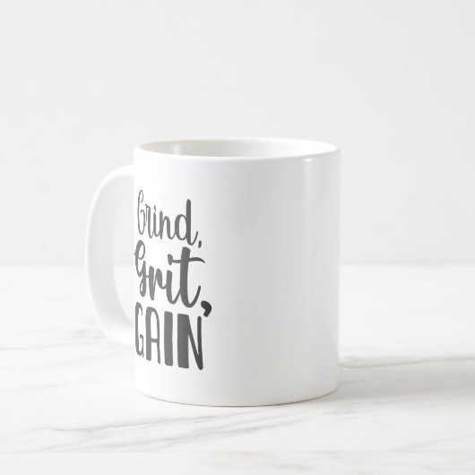 Mug Grind, Grit, Gain, Hustle, Gym, Motivation De Succ (Devant gauche)