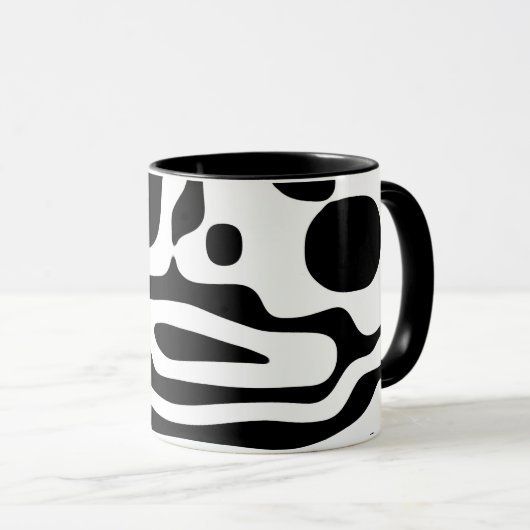Mug Grip Vise : Noir et Blanc Abstrait (Devant droit)