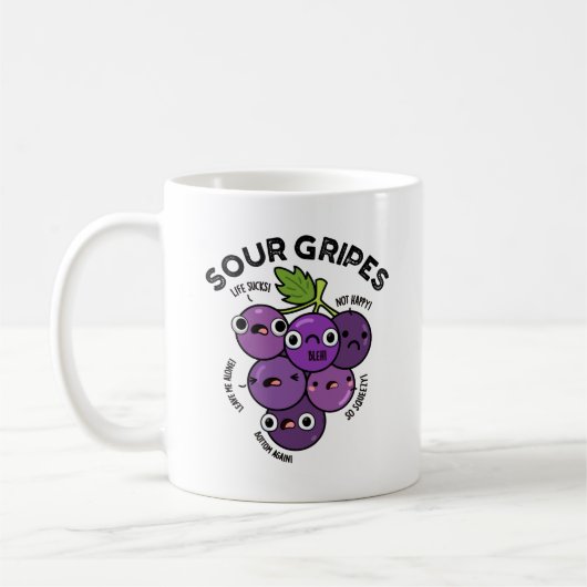 Mug Gripes aigre amusant Fruit Pun de raisin (Gauche)