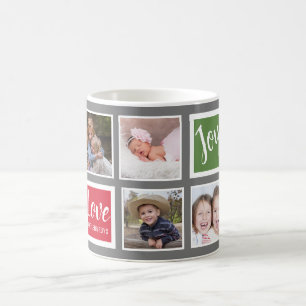 Mug Gris 8 Famille Photo Collage Amour Joie Noël