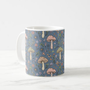 Mug Gris Ardoise Profond Motif Sans Fin de Champignons