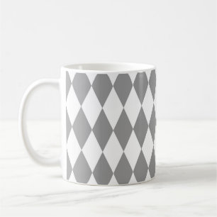 Mug Gris blanc Arlequin Diamants Motif Design