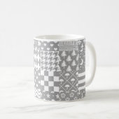 Mug Gris Blanc Mixte Motif Patchwork Design (Devant droit)