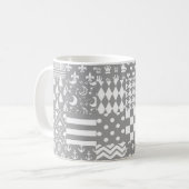 Mug Gris Blanc Mixte Motif Patchwork Design (Devant gauche)